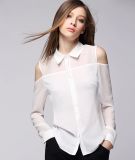 Hot Sale Ladies Fashion Short Sleeve Lace Blouse for Summer