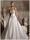 Diamante Beaded Embroidery Satin Bridal Wedding Dresses (2703)