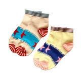 Women's Cotton Ankle Socks with Stripe & Star Pattern (WA017)