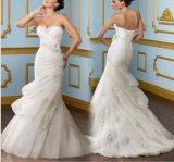 Strapless Beaded Organza Bridal Wedding Dresses (NWD1014)