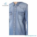 Slim Men's Long-Sleeved Blue Cowboy Denim Shirt with Enzyme by Fly Jeans