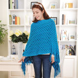 High Quality Tasseled Sweater 100% Acrylic Hollow out Pullover Knitted Women's Cape