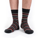 Men's Cotton Crew Business Socks with Stripes (MA035)