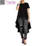 Fashionable and Best Selling Sleeves O Neck Solid Ladies T-Shirt L572-2