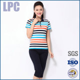 100% Pique Cotton Comfortable Stripe Polo Shirt
