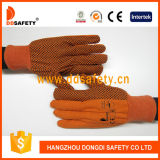 Ddsafety 2017 Orange Canvas Woking Gloves, PVC Dots