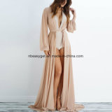 Women's Long Sleeves Dress Long Wrap Dress Casual Floral Printed Maxi Beach Dresses Esg10262