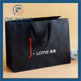 Luxury Black Paper Bag with Lattice Printing (DM-GPBB-068)