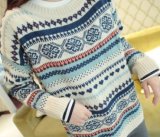 Snowflake Pattern Sleeved Knit Sweater Women's Sweater Wholesale (BTQ073)