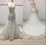 Sexy Fashion Real Picture Spaghetti Lace Beading Mermaid Bridal Wedding Gown