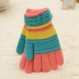 Fashion Kids Cheap Promotional Knitted Winter Striped Gloves