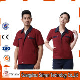 100% Cotton Red Unisex Staff Working Uniform with Short Sleeve