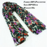 100% Polyester Floral Printed Fashion Infinity Scarf, Pashmina Scarf