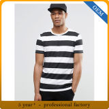Wholesale Men Cotton Black and White Stripe T Shirt