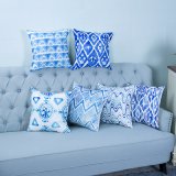 Digital Print Decorative Cushion/Pillow with Ikat Geometric Pattern (MX-24)