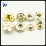 Coated White Flower Cap Alloy Metal Spring Snap Fasteners Button