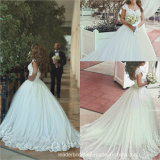 Arabic Dubai Bridal Gowns Dots Tulle Ball Gown Lace Wedding Dress B2058