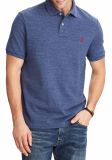 Customized Mens Slim Short Sleeve Blue Cotton Polo Shirts Factory
