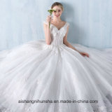Princess Lace Flower V-Collar Sleeveless Floor-Length Wedding Dress