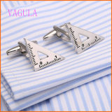VAGULA Rhodium Plated Triangle Ruler Fashion Copper Cufflinks