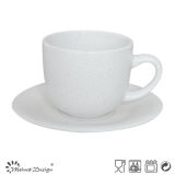 8oz Ceramic Cup and Saucer Seesame Glaze Design