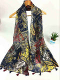 Hot Style 100%Cotton Voile Feeling Print Fashion Long Scarf