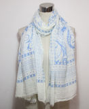 Woman Fashion Paisley Printed Cotton Polyester Voile Scarf (YKY1087)