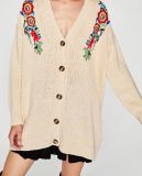 Woman Fashion Sweater Cardigan with embroidery 