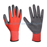 13G Red Polyester Knitted Liner Grey Nitrile Palm Coat Gloves