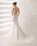 Customize Crystal Beaded Open Back Satin Mermaid Bridal Wedding Dress
