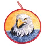 Promotional Round Custom Logo Eagle Embroidery Keychain