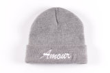 Fashionable Gray Plain Knitted/Embroidery Logo Beanie/Winter Knitted Hat