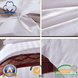 White Cotton/CVC Bed Sheets for Hotel/Hospital/Home with Satin Stripe