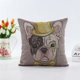 Decorative Faux Linen Transfer Print Cushion Fashion Dog Pillow (LPL-649)