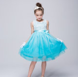Kids Girls Flowers Voile Tulle Gradient Color Belted Formal Gown Dress Party Formal Dress