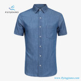 Fashion Popular Skinny Short Sleeves Men Denim Shirts with Pure Color by Fly Jeans