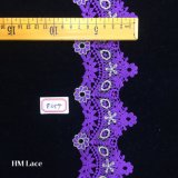 8cm Purple Bridal Alencon Lace Trim, Scalloped Flroal Embroidery Lace Trim in Ivory Hme859