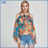 Fashion Chiffon Translucent Flower Slip T Shirt