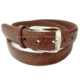 China Factory Manufacture Fashion Braid Grain Leather Belt for Men