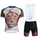 Man's Lion Patterned Outdoor Sports Short Sleeve Cycling Jersey