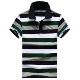 2017 Men Stripe Polo Shirts Cotton Pique Polo Shirts