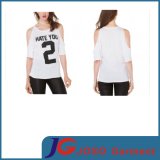 Women Trendy Round Neck off Shoulder T-Shirt (JS9013)