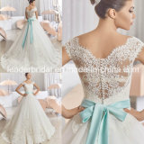Blue Bow Sash Bridal Ball Gowns Lace Wedding Dresses Y2036