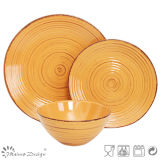 18PCS Antiqute Orange with Brush Ceramic Dinner Set