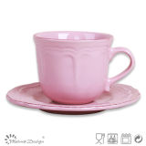 Purple with Brush Ceramic Cup & Saucer