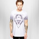 Longline T-Shirt with Floral Print and Ombre Effect Sleeves