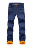 D821 Hot Men Winter Trousers Warm Denim Jeans