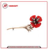 Custom Logo Good Quality Unique Red Flower Pin Brooch Badge