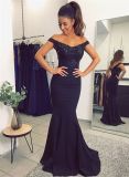 Navy Party Prom Formal Gowns Lace Mermaid Bridesmaid Dresses H18175