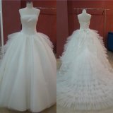 Strapless Beading Ball Gown with Removeable Train Wedding Dress